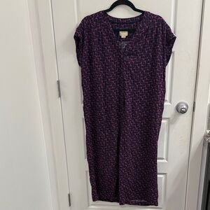 Anthropologie Maeve Purple and Pink‎ Patterned Cropped Wide Leg Jumpsuit XS